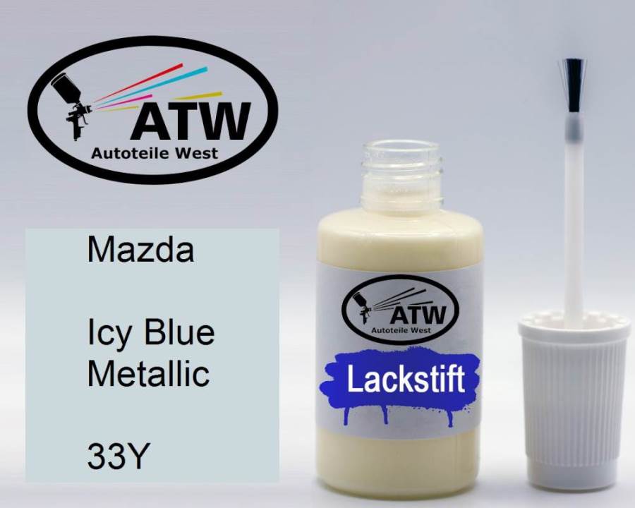 Mazda, Icy Blue Metallic, 33Y: 20ml Lackstift, von ATW Autoteile West.